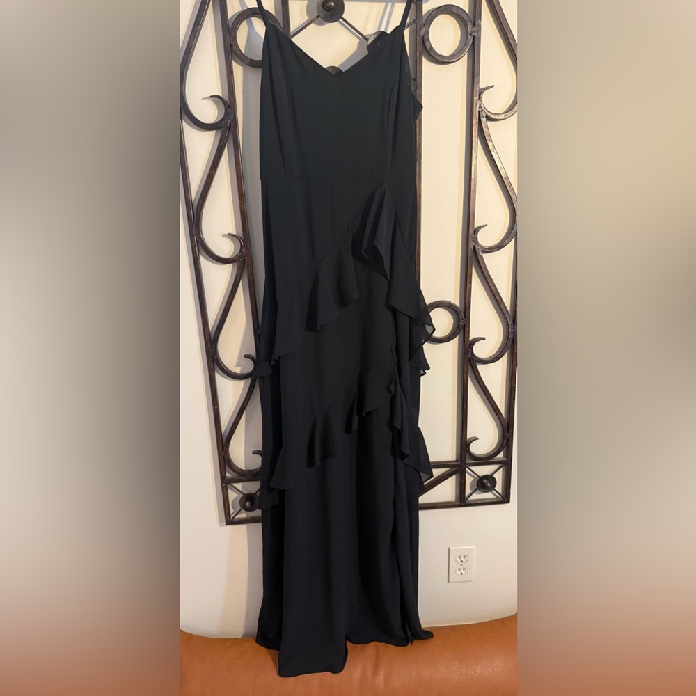 Lulu's Black Maxi Dress with Ruffle Detail - Picture 5 of 12